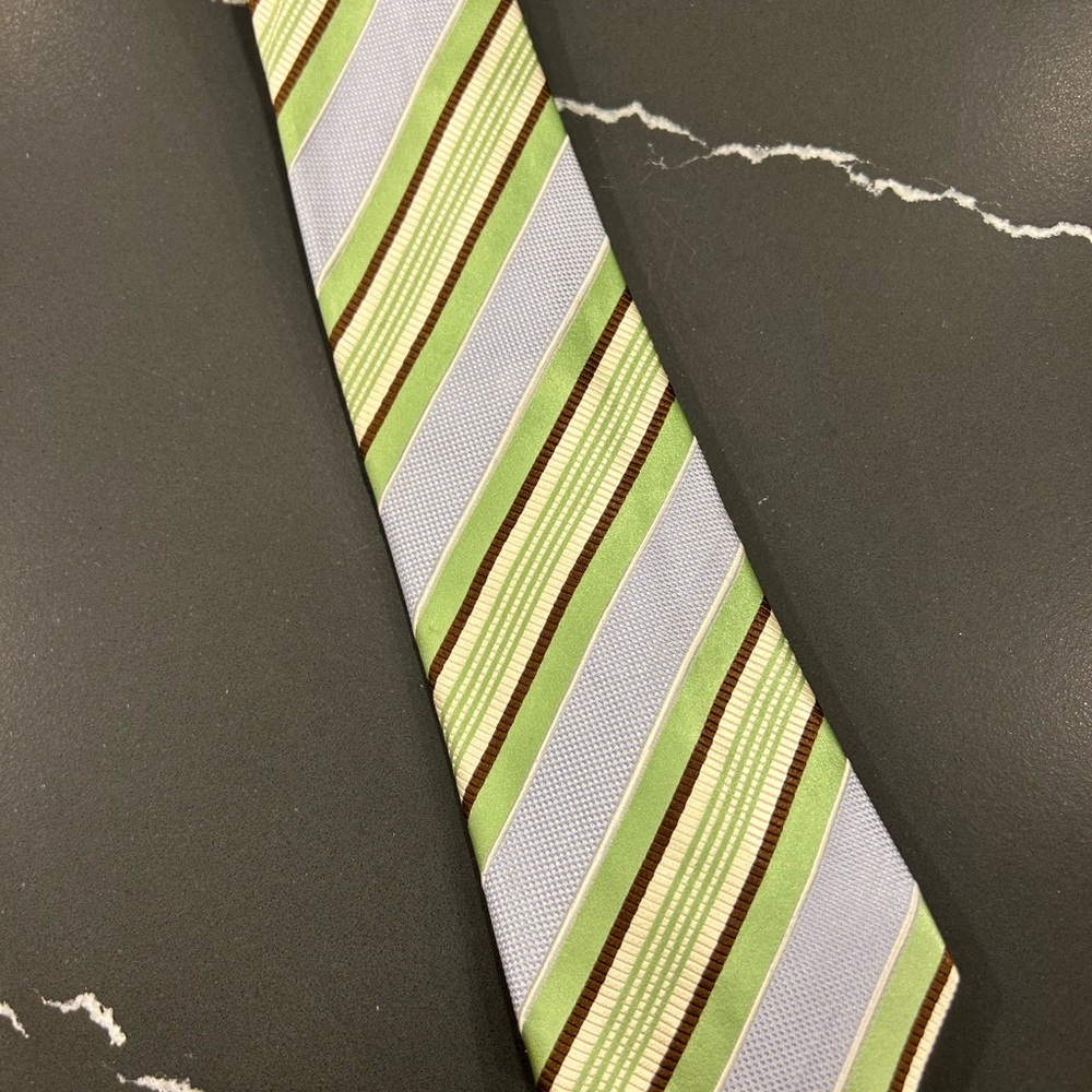 Elegant Green, Blue, and Brown Striped Tie